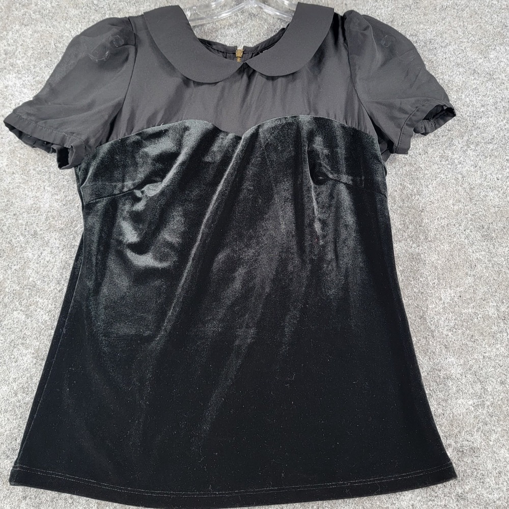 Only Love Collection Urbanized Peppy Jersey Top Womens M Gray Black Velvet